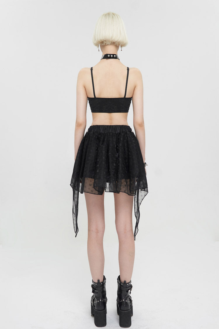Black Bright Mesh Metal Buckle Decoration Playful And Cute Tutu Short Women's Punk Skirt