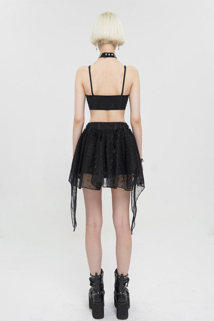 Black Bright Mesh Metal Buckle Decoration Playful And Cute Tutu Short Women's Punk Skirt