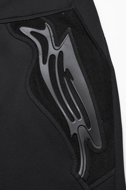 Black Leather Trim Stitching Rivet Men's Punk Pants