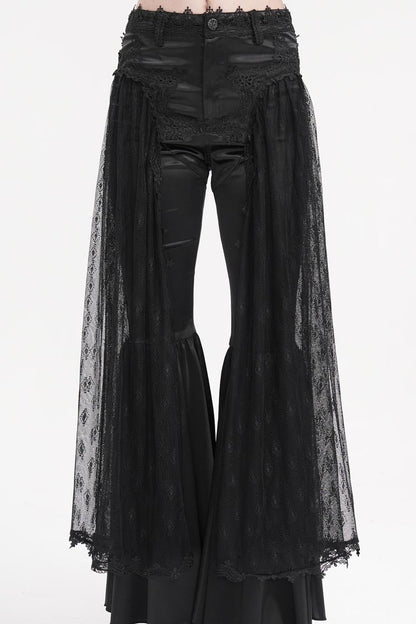 Black Crochet Lace Mesh Women's Gothic Pants