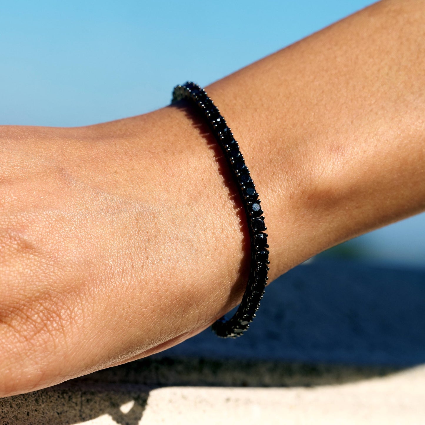 Black Diamond Tennis Chain Bracelet in Black - 3mm