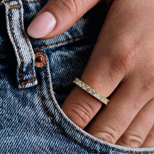 3mm Eternity Band Ring in Yellow Gold Vermeil