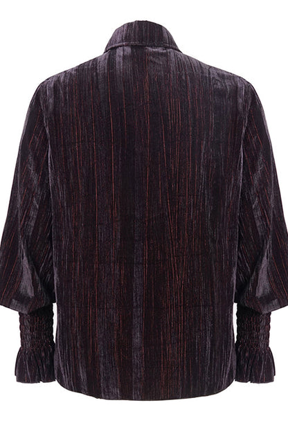 Black And Red Velvet Lantern Sleeves Loose Mens Gothic Blouse