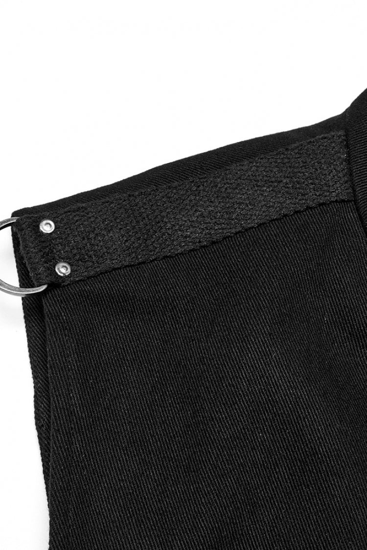 Black Cut-Out Buckled Strappy Spaghetti Men's Punk Vest