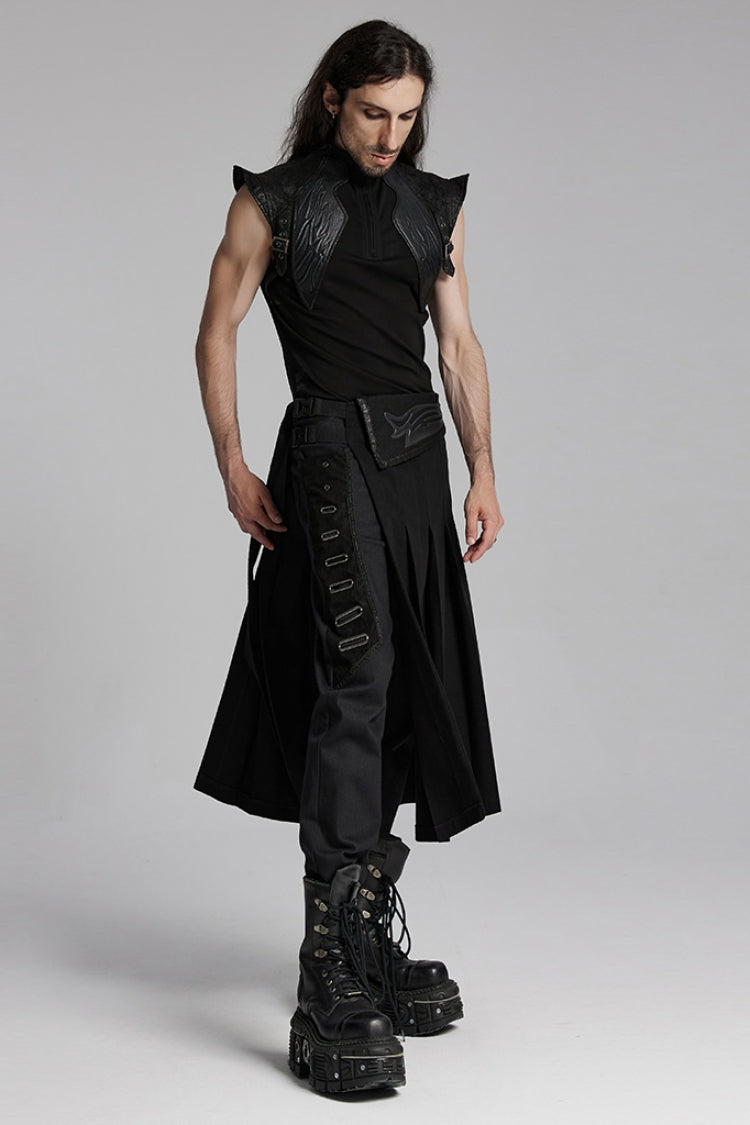 Black Buckle Men's Punk Skirt