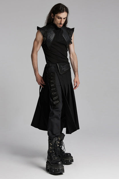 Black Buckle Men's Punk Skirt