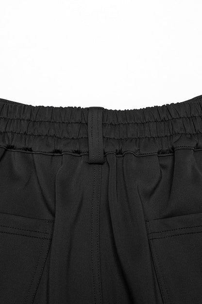 Black Leather Trim Stitching Rivet Men's Punk Pants