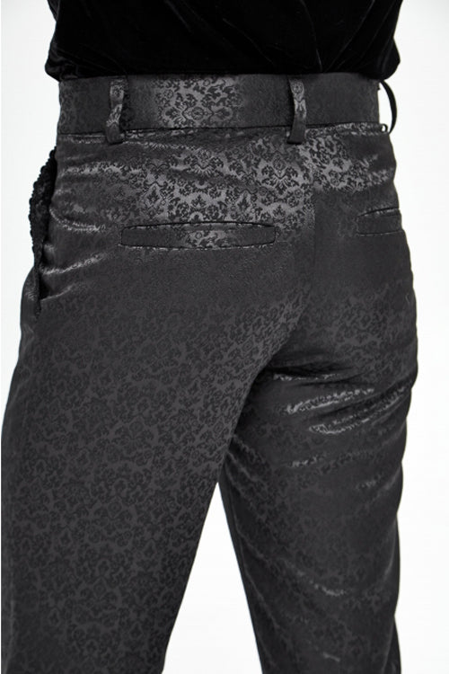 Black Basic Jacquard Diagonal Pocket Three Dimensional Webbing Gothic Mens Pants
