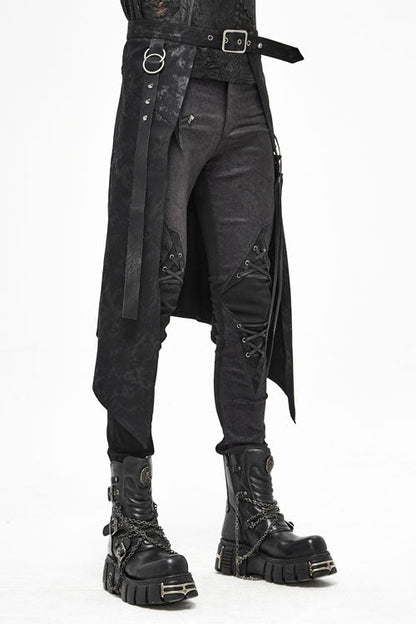 Black Mist Floral Print Mens Punk Short Kilts