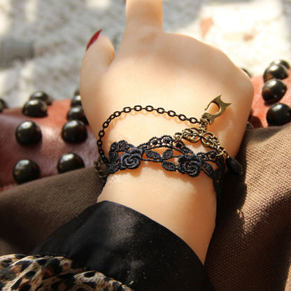 Black Fashion Simple Bride Lace Fringe Female Sweet Bracelet