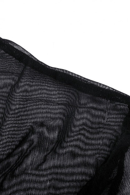 Black Long Sleeves Irregular Sheer Mesh Women's Daily Gothic Top