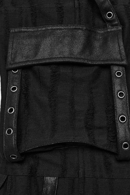 Black Eyelet Pocket Knitted Women's Steampunk Loose Pants