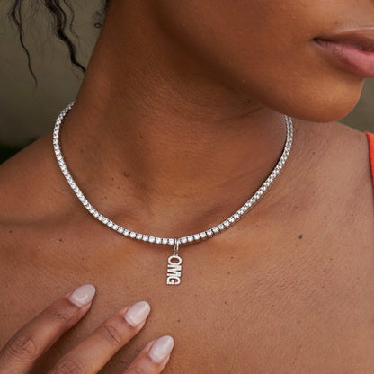 "OMG" Pendant - White Gold