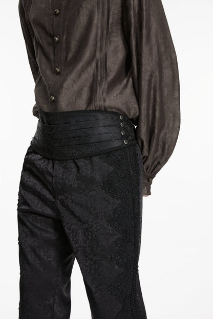 Black Embroidered Pleated Men's Gothic Accessory