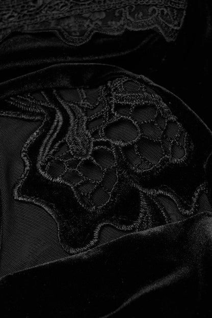 Black Long Trumpet Sleeves Hollow Lace-Up Women's Gothic Dress