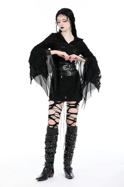 Black Lace-Up Studded Buckled Women's Punk PU Underbust Corset