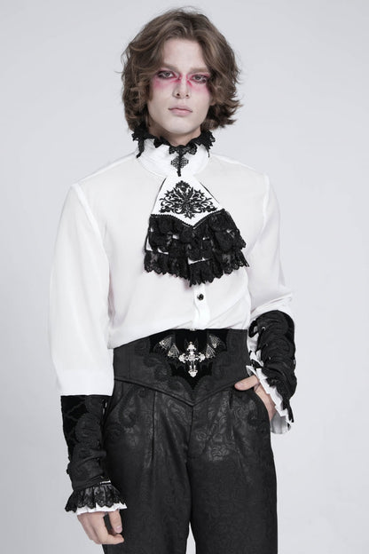 Black Embroidered Lace-Up Men's Gothic Accessory  Bat Embroidered Girdle