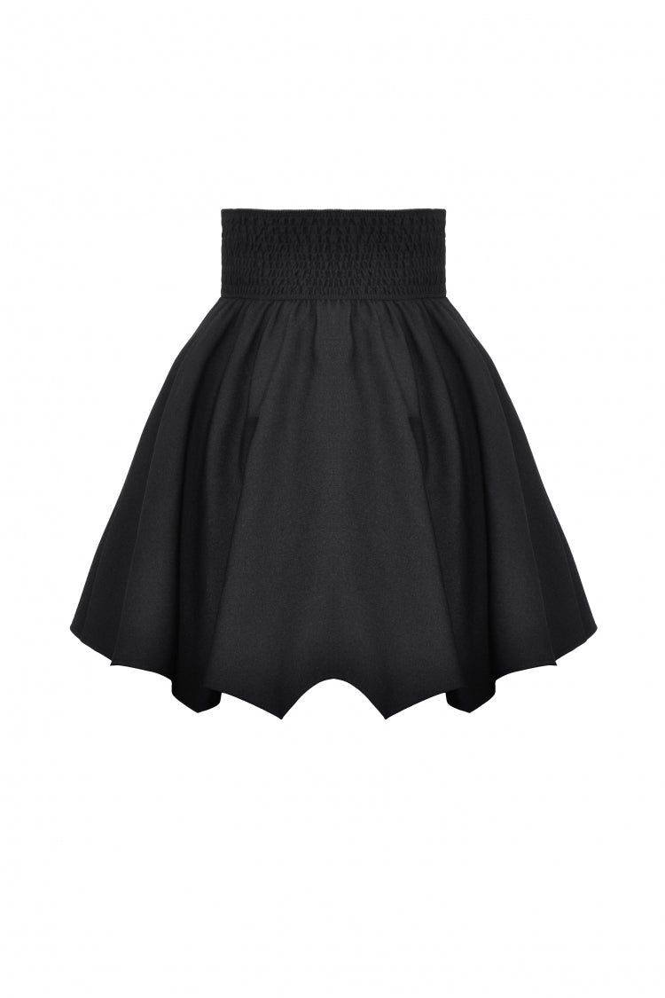 Black High Waisted Batwing Hem Women's Gothic Lolita Short Skirt