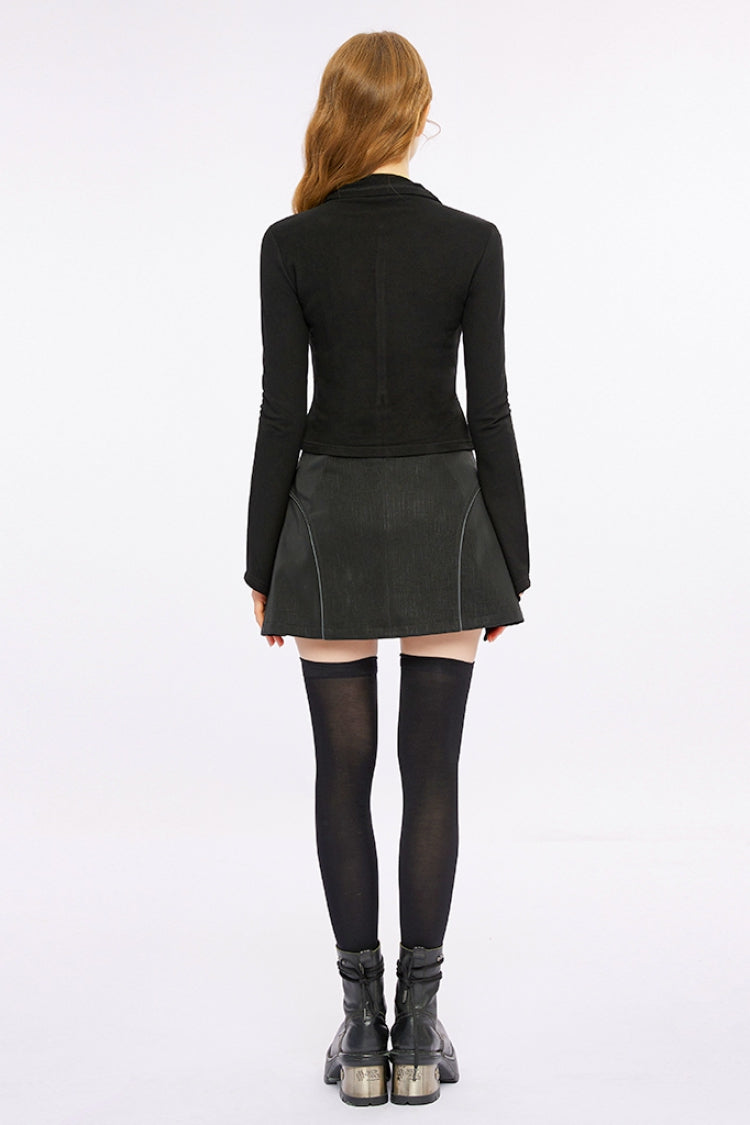 Black Long Sleeves Scream Hem Women's Gothic T-Shirt