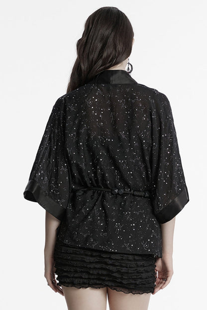 Black Half Sleeves Star Hollow Lace-Up Women's Gothic Coat