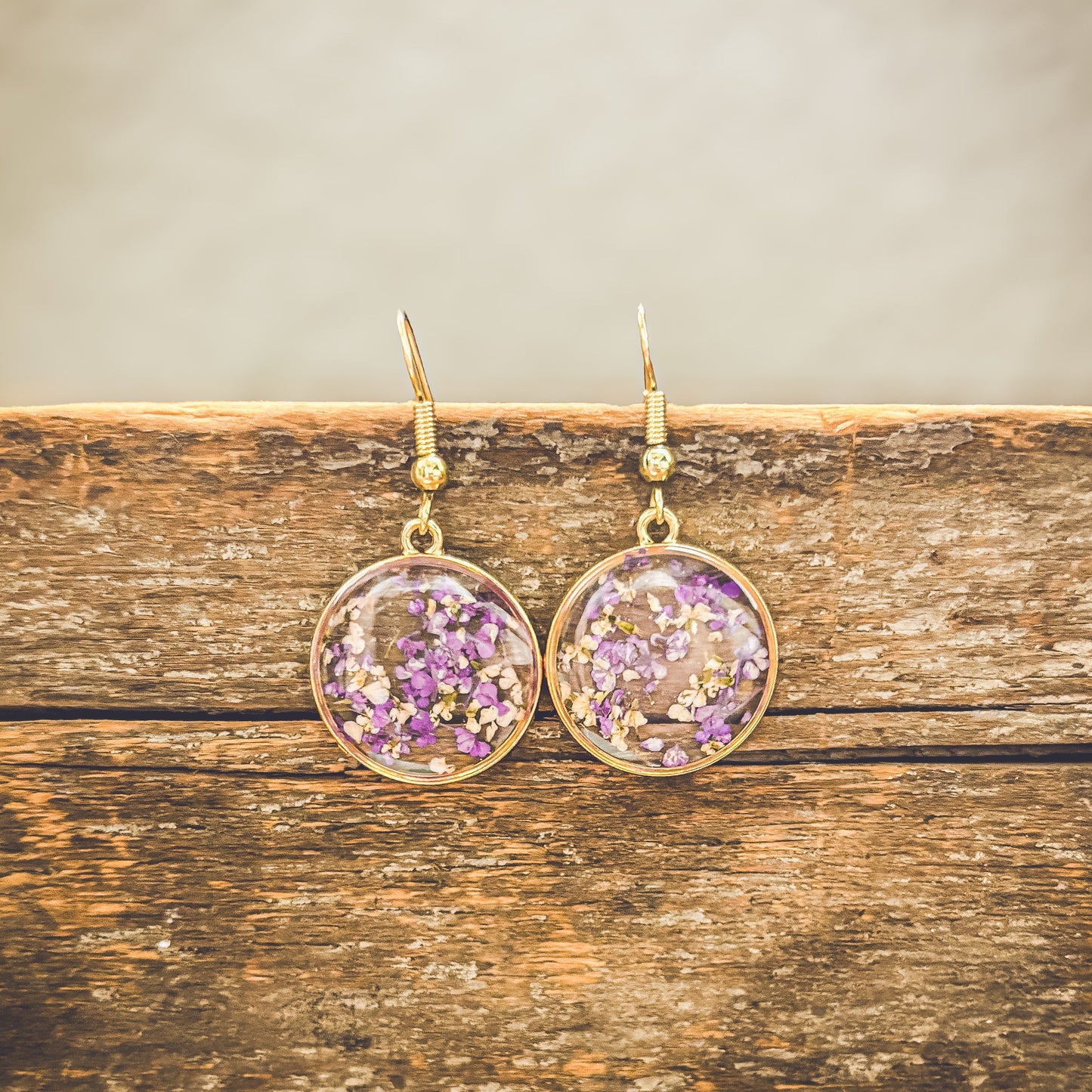 Beautiful Purple Flower Earrings