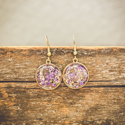 Beautiful Purple Flower Earrings