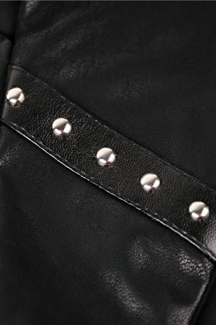 Black Chiffon Sleeveless Cut-Out Chest Irregular Hem Lace-Up Buckled Women's Punk Jacket