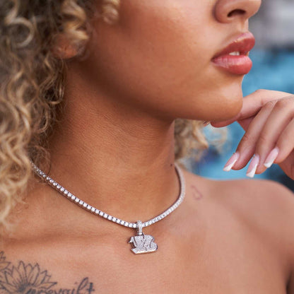 Cincinnati Bengals Official NFL Micro Logo Pendant - White Gold