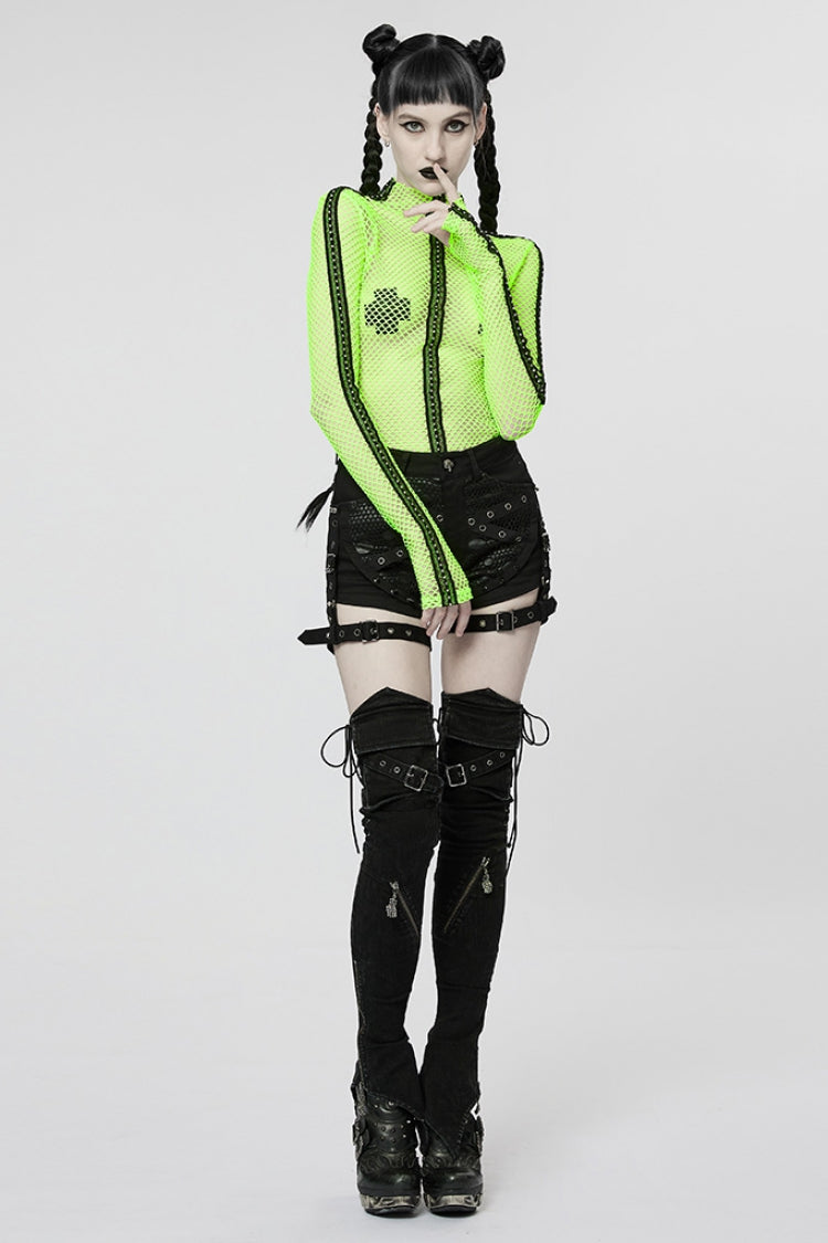 Black Ghost Claw Zipper Slim Irregular Women's Steampunk Leg Warmers