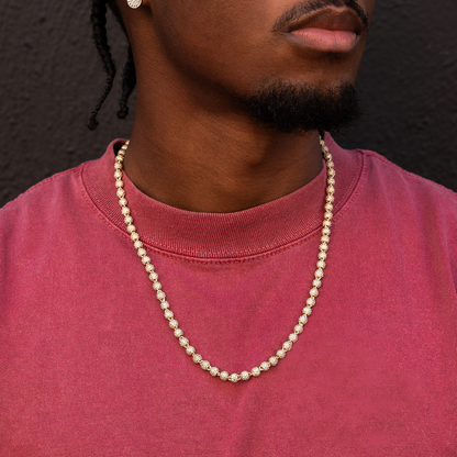 Cloister Link Chain + Iced Ball Chain Bundle in Yellow Gold