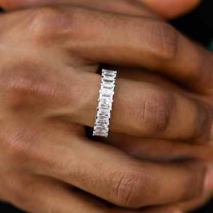 Baguette Ring in White Gold Vermeil