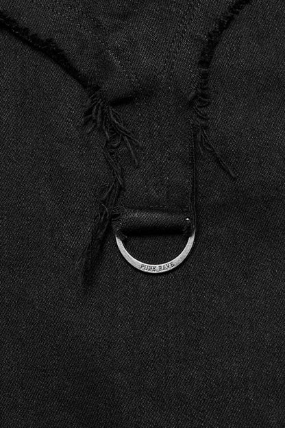 Black Mesh Women's Punk Eyelet Ring Flared Pants