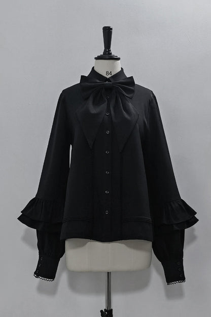 Black Long Sleeves Vintage Elegant Prince Ouji Fashion Lolita Blouse