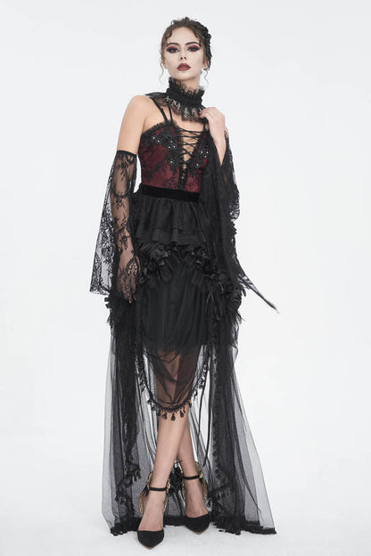 Black Multi-layer Stitching Lace Womens Gothic Skirt