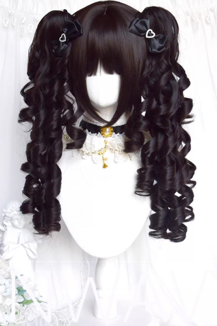 Black Multi-Layered Roman Curl Twin Tails Sweet Lolita Wig
