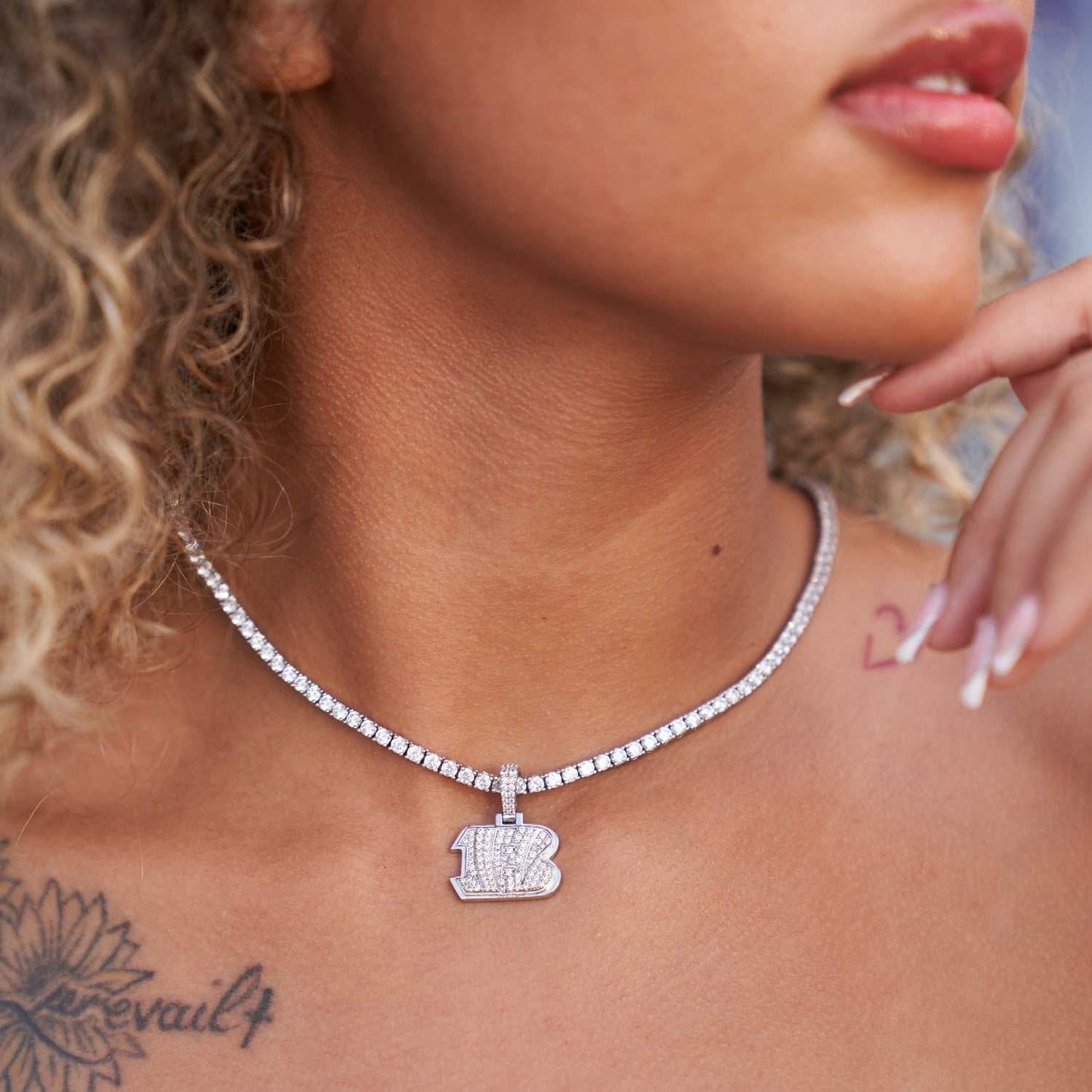 Cincinnati Bengals Official NFL Micro Logo Pendant - White Gold
