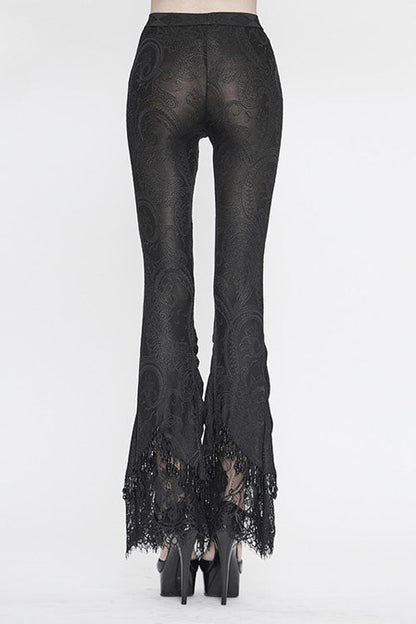 Black Lace Beaded Pleated Gothic Womens Pants