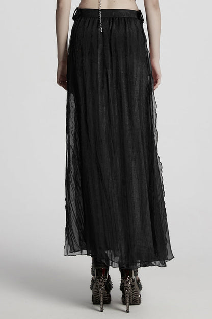 Black Buckle Split Women's Gothic Skirt
