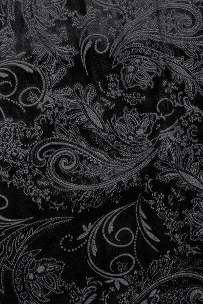 Black Long Sleeves Dark Pattern Print Webbing Decoration Mens Gothic Blouse