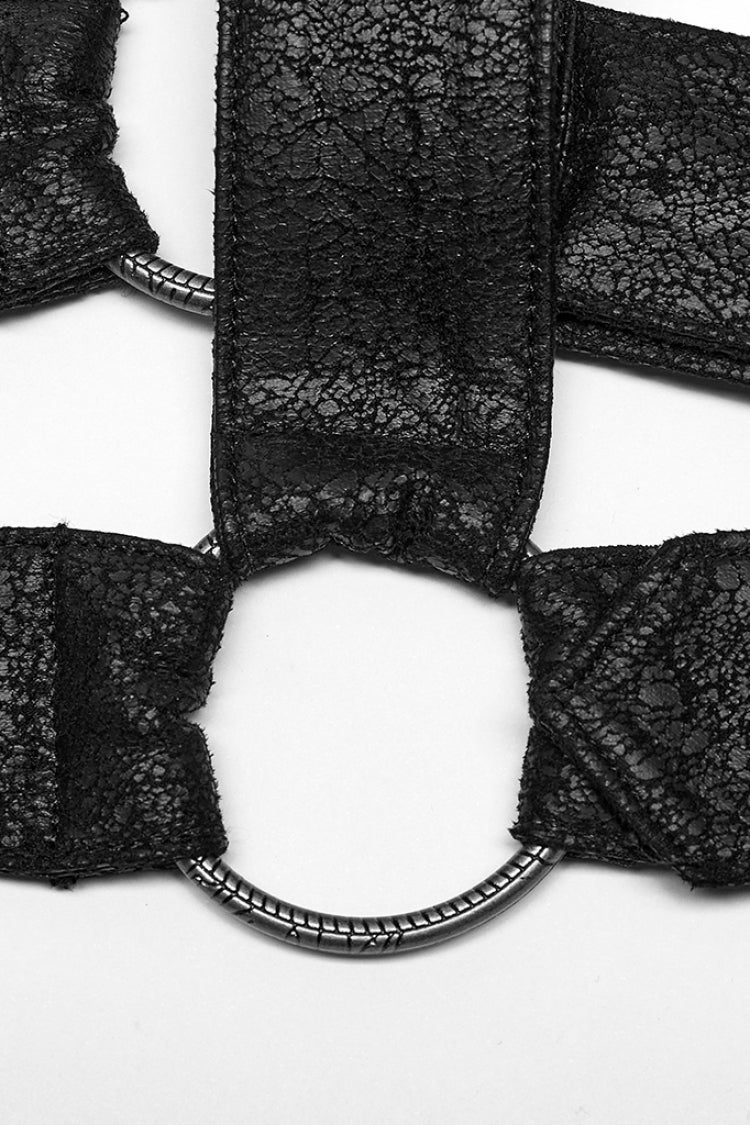 Black Print Embroidery Men's Steampunk Shoulder Harness