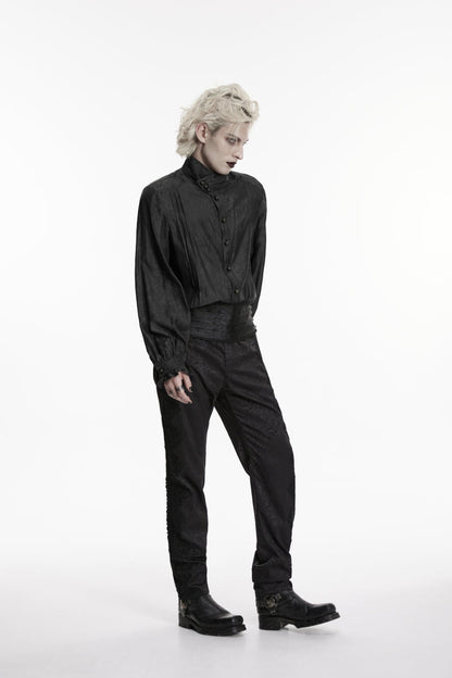 Black Jacquard Slim Men's Gothic Gorgeous Handsome Pants