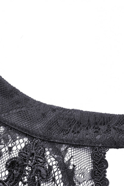 Black Off Shoulder Halterneck Long Sleeves Lace Women's Gothic Dress
