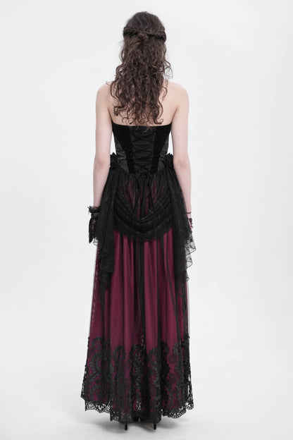Black Halterneck Sleeveless Embroidery Stitching Rose Heart Lace Women's Gothic Blouse