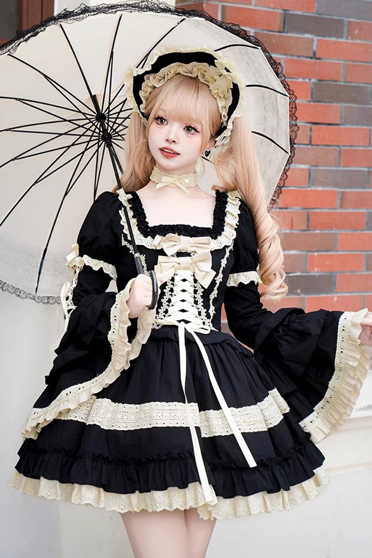 Black Chapter Seventh Night Short Sleeves Multi-layer Ruffle Bowknot Sweet Lolita Dress