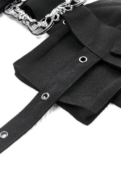 Black Halterneck Buckled Women's Punk Utility Vest