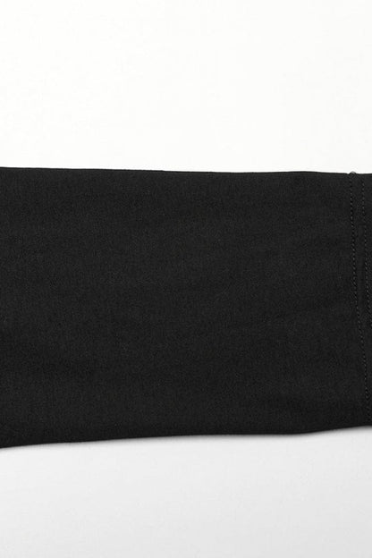 Black Long Sleeves Faux Leather Stitching Mens Steampunk Blouse