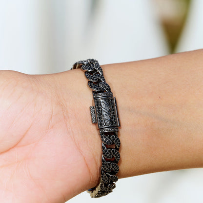 Black Diamond Cuban Chain Bracelet in Black - 8.5mm