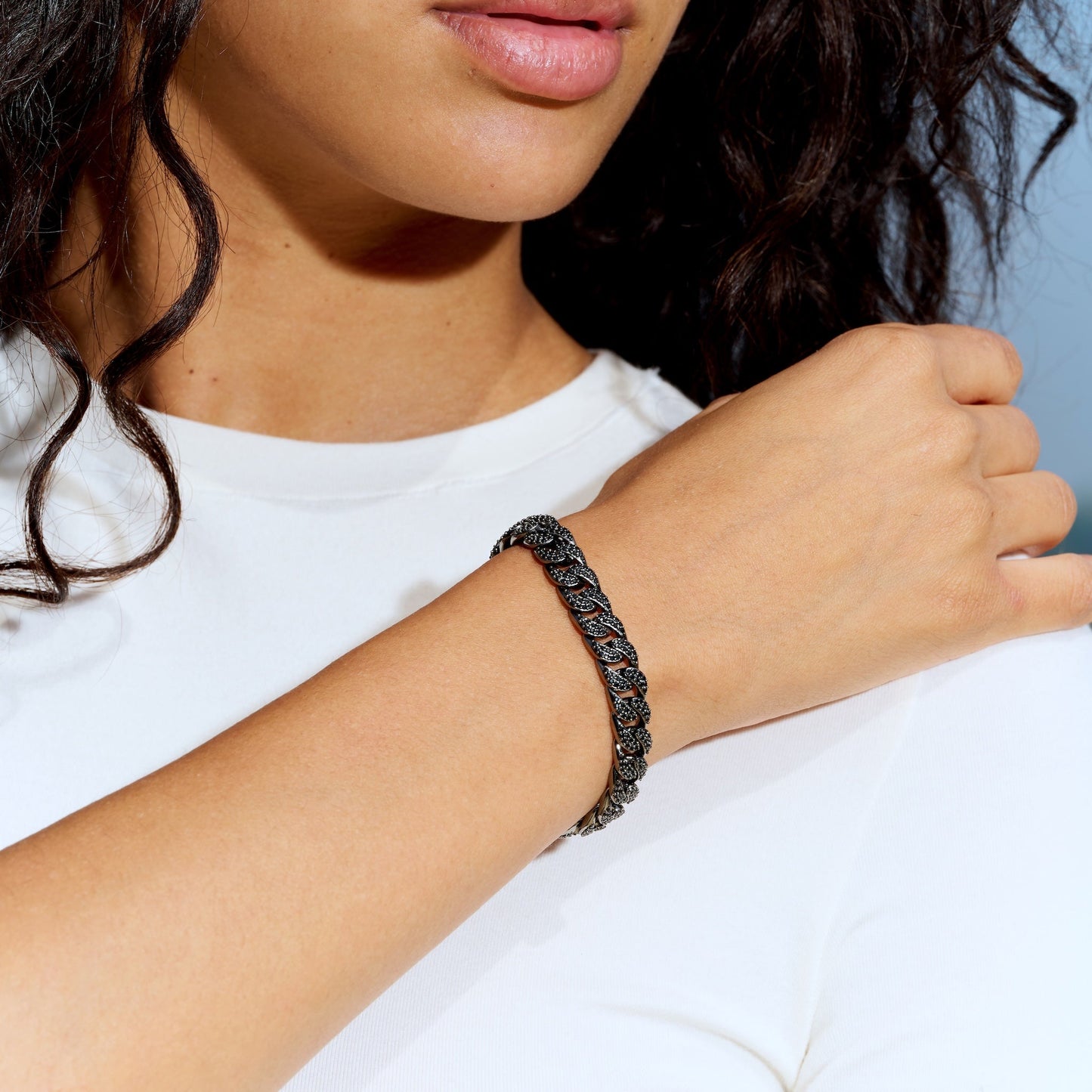 Black Diamond Cuban Chain Bracelet in Black - 8.5mm