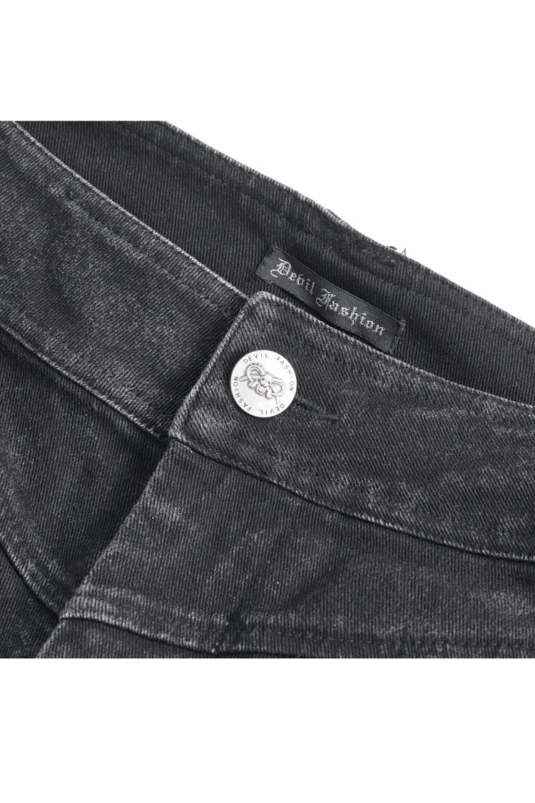 Black Faux Leather Splice Men's Punk Flared Pants