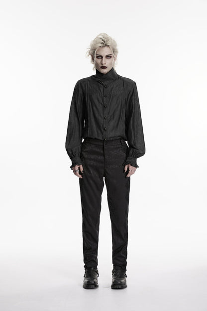 Black Jacquard Slim Men's Gothic Gorgeous Handsome Pants
